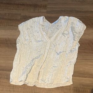 Vince Crinkle V-Neck Popover Top Size XS